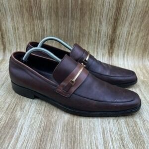 Hugo Boss Portland‎ Solid Bit Men's Size 10 Brown Square Toe Loafer Dress Shoes